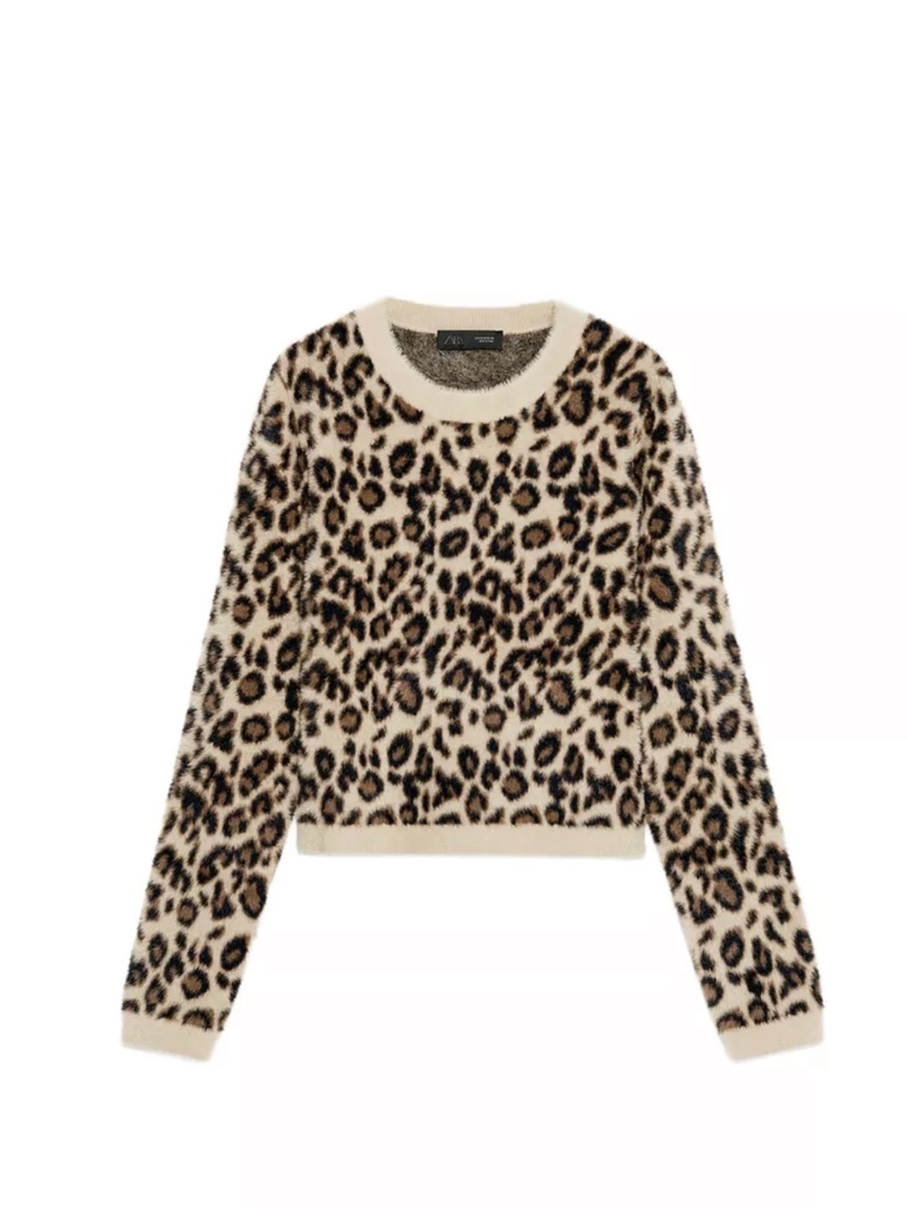 FAUX FUR ANIMAL PRINT KNIT JUMPER